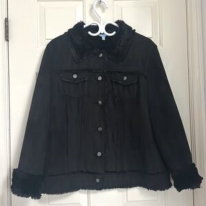 Denver Hayes Black Faux Fur Trim Jacket